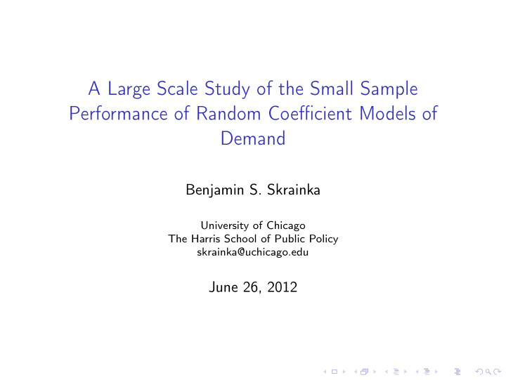 a large scale study of the small sample performance of