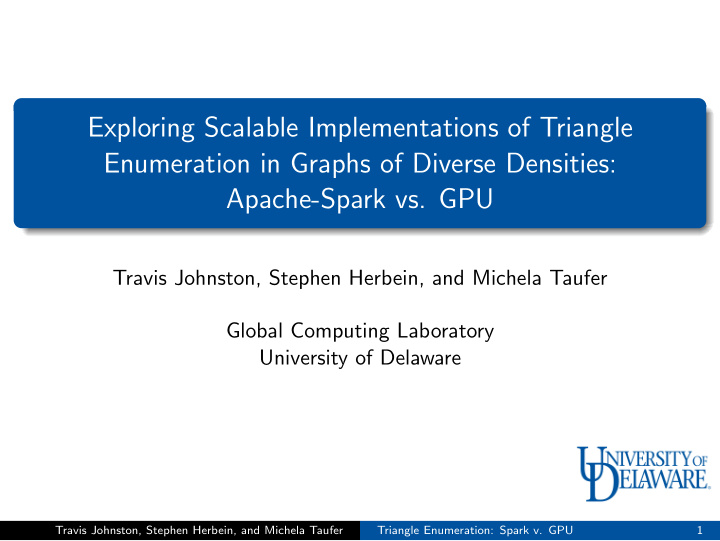 exploring scalable implementations of triangle