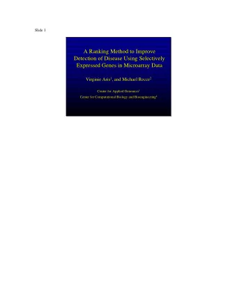 A Ranking Method to Improve  A Ranking Method to Improve  Detection of Disease Using Selectively