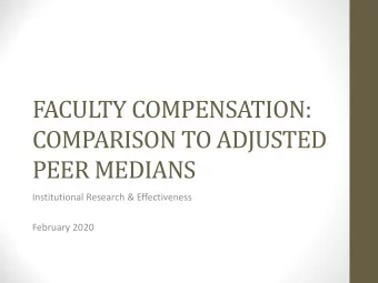 FACULTY COMPENSATION:  COMPARISON TO ADJUSTED  PEER MEDIANS  Institutional Research &amp;