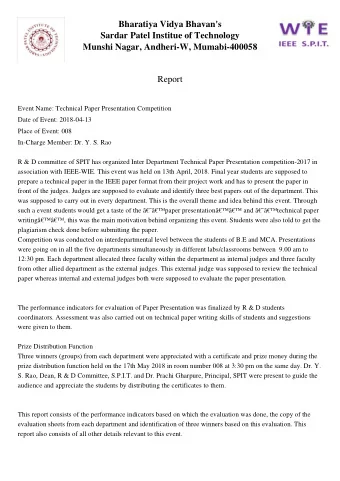 Bharatiya Vidya Bhavan's  Sardar Patel Institue of Technology  Munshi Nagar, Andheri-W,