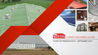 EVEREST INDUSTRIES LIMITED INVESTOR PRESENTATION  SEPTEMBER 2019  Executive Summary Company