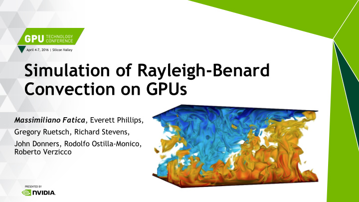 simulation of rayleigh benard convection on gpus