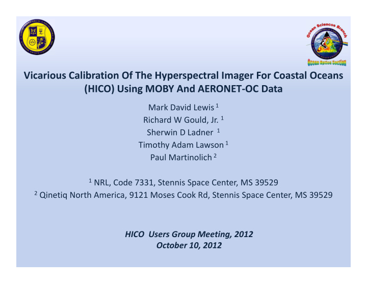 vicarious calibration of the hyperspectral imager for