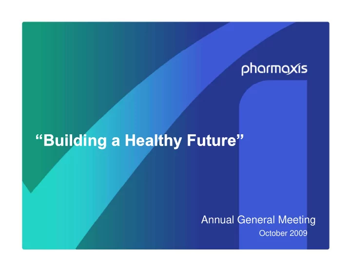 building a healthy future building a healthy future