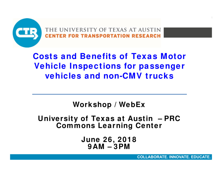 costs and benefits of texas motor vehicle inspections for