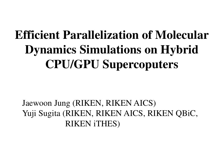 efficient parallelization of molecular