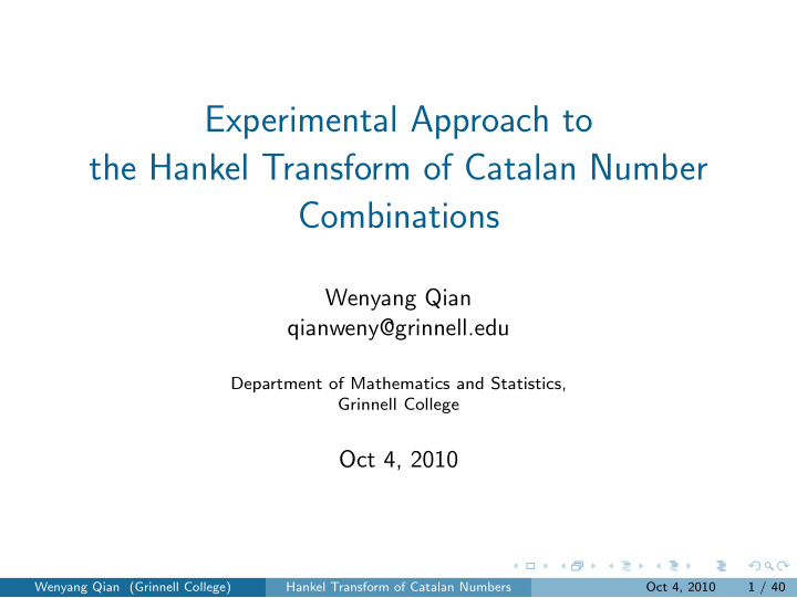 experimental approach to the hankel transform of catalan