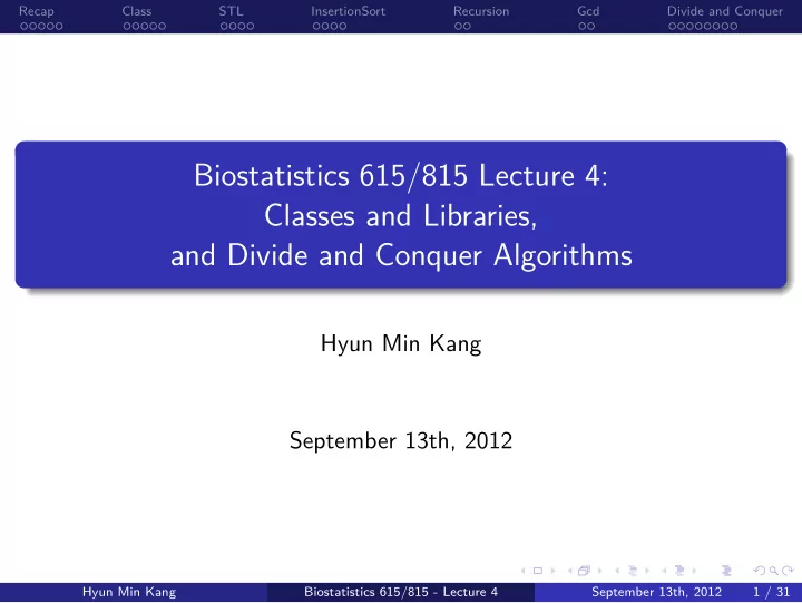 and divide and conquer algorithms classes and libraries