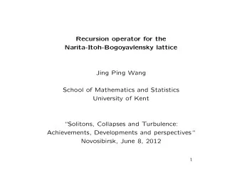 Recursion operator for the  Narita-Itoh-Bogoyavlensky lattice  Jing Ping Wang  School of