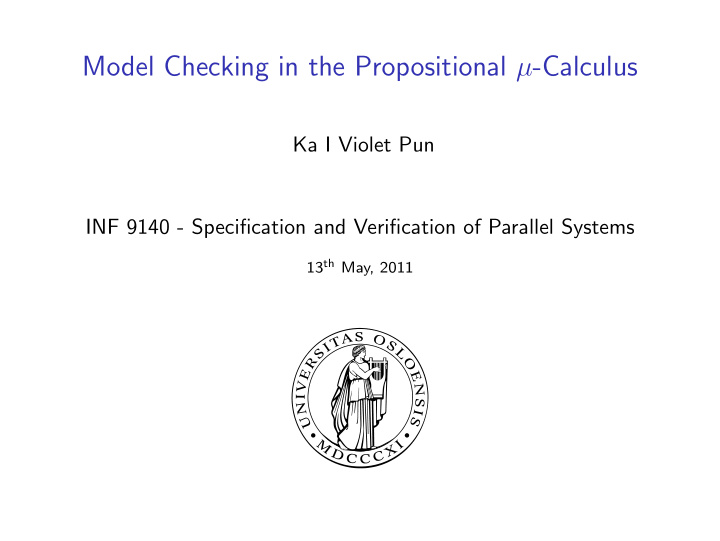 model checking in the propositional calculus