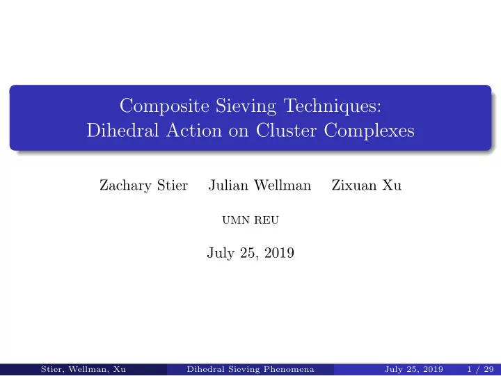 composite sieving techniques dihedral action on cluster