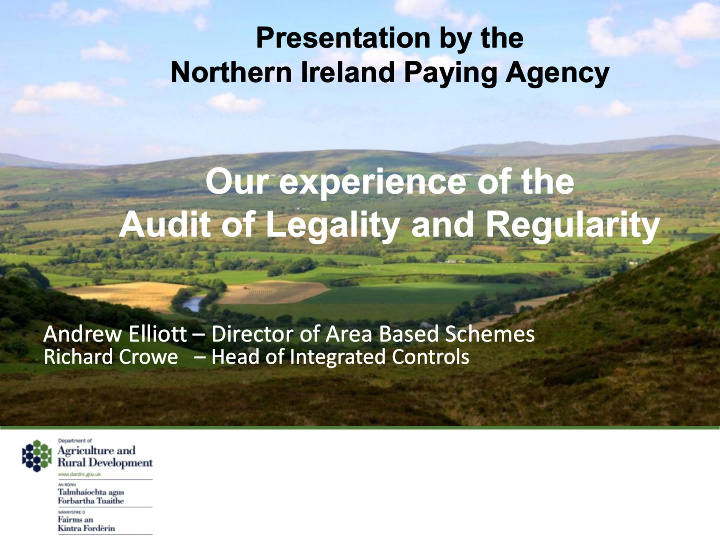 our experience of the our experience of the audit of