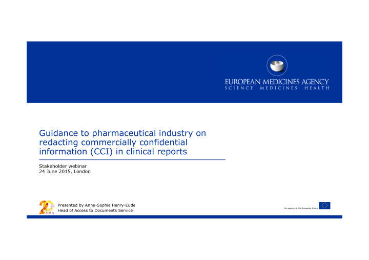 guidance to pharmaceutical industry on redacting