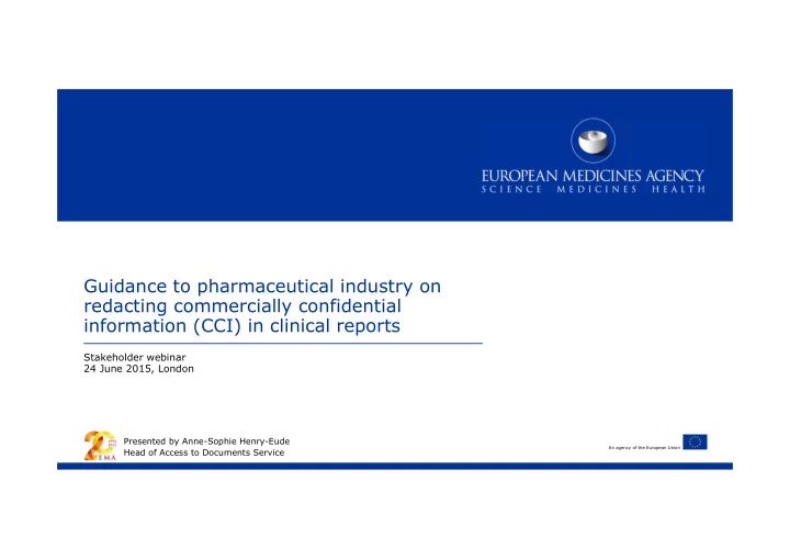 guidance to pharmaceutical industry on redacting