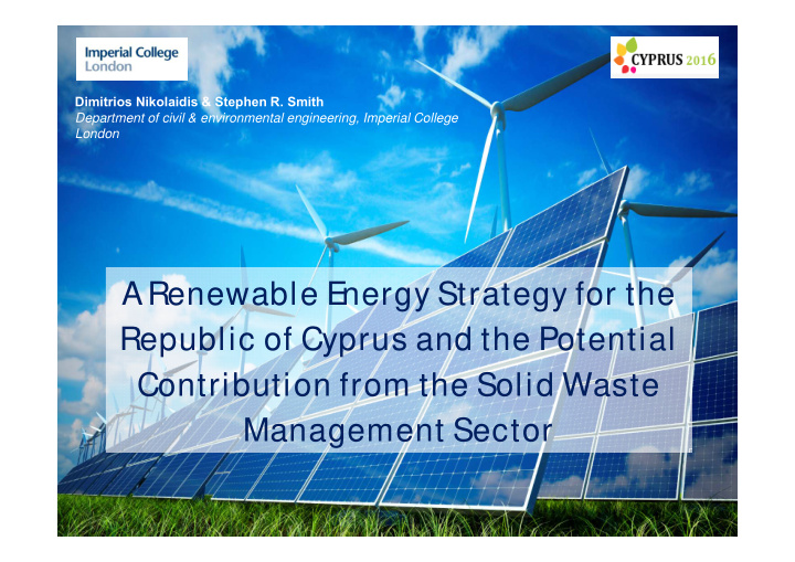 a renewable e nergy strategy for the republic of cyprus