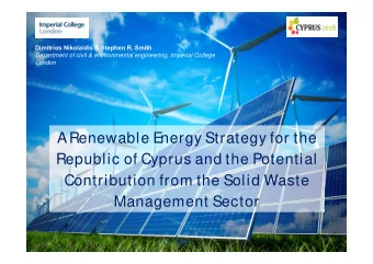 A Renewable E  nergy Strategy for the  Republic of Cyprus and the Potential  Contribution from the
