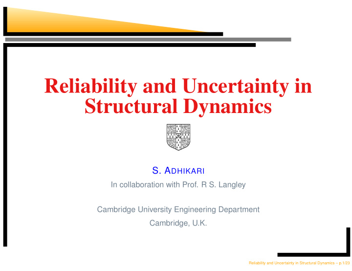reliability and uncertainty in structural dynamics