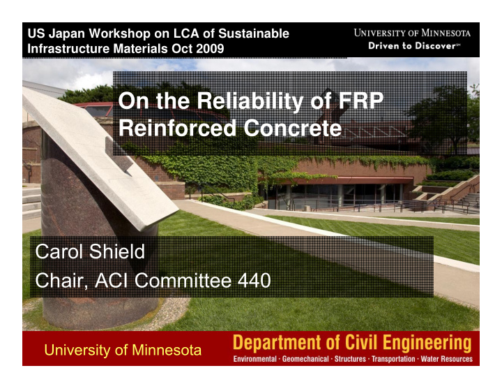 on the reliability of frp reinforced concrete