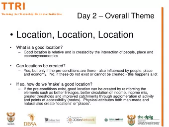 T  TT  T  TR  R  RI  I  I  T  Day 2  Overall Theme  T  ra ining  fo r T  o wnship  Re ne w a l