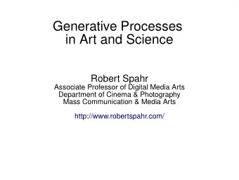 G  e  n  e  r  a  t  i  v  e  P  r  o  c  e  s  s  e  s  i  n  A  r  t  a  n  d  S  c  i  e  n  c
