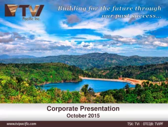 Corporate Presentation  October 2015  Qualified Person Statement and Disclaimer  Qualified Person
