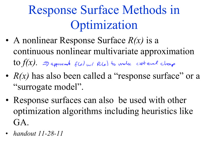 response surface methods in optimization