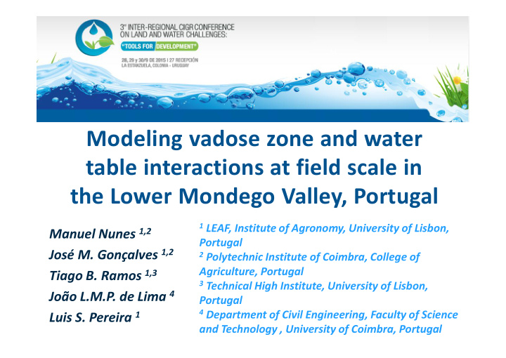 modeling vadose zone and water table interactions at