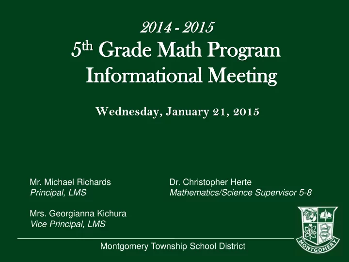 th grad ade e ma math th pr prog ogram ram