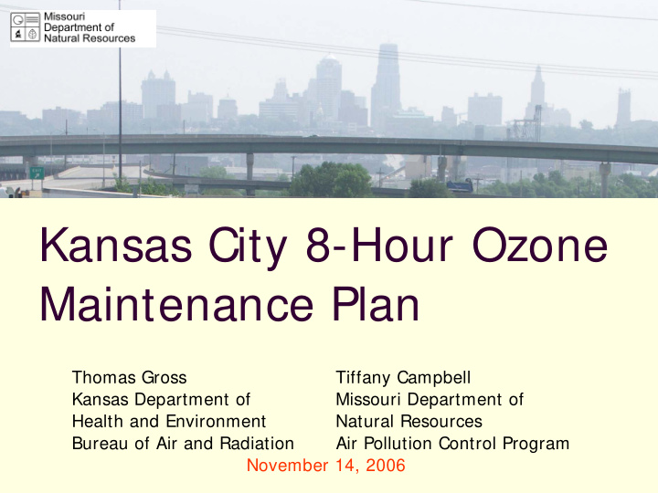 kansas city 8 hour ozone maintenance plan