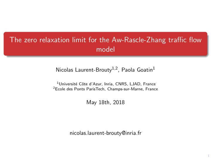 the zero relaxation limit for the aw rascle zhang traffic
