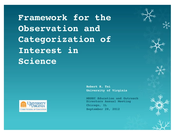 framework for the observation and categorization of