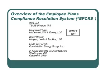 Agenda  EPCRS Overview  EPCRS Programs  SCP  VCP  Audit Cap  Fix It!  2  EPCRS