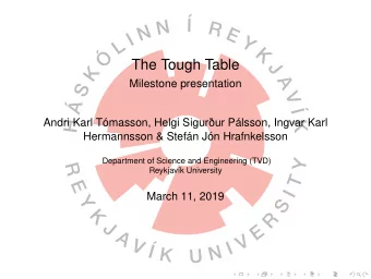 The Tough Table  Milestone presentation  Andri Karl Tmasson, Helgi Sigurur Plsson, Ingvar