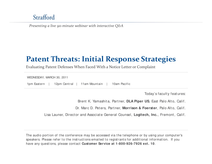 patent threats initial response strategies