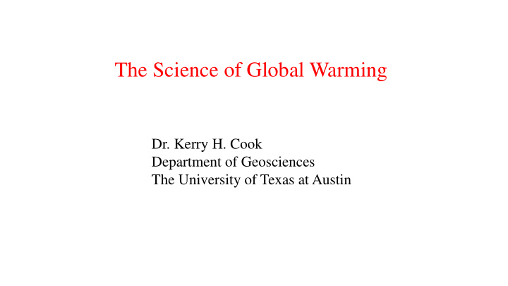 the science of global warming