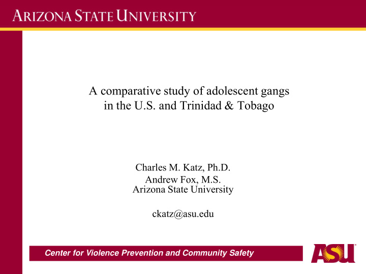 a comparative study of adolescent gangs in the u s and
