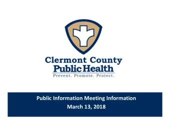 Public Information Meeting Information  March 13, 2018  April 2017 Sampling Results  In April 2017