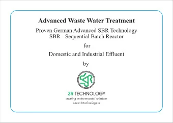Advanced Waste Water Treatment  Proven German Advanced SBR Technology  SBR - Sequential Batch
