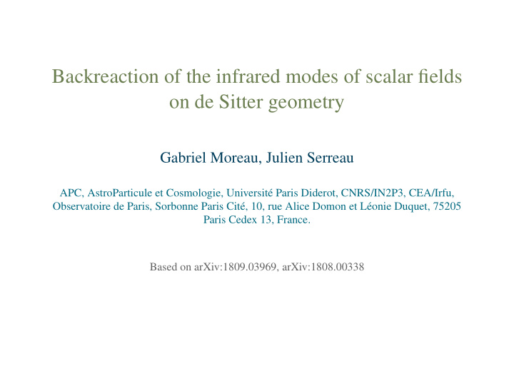 backreaction of the infrared modes of scalar fields on de