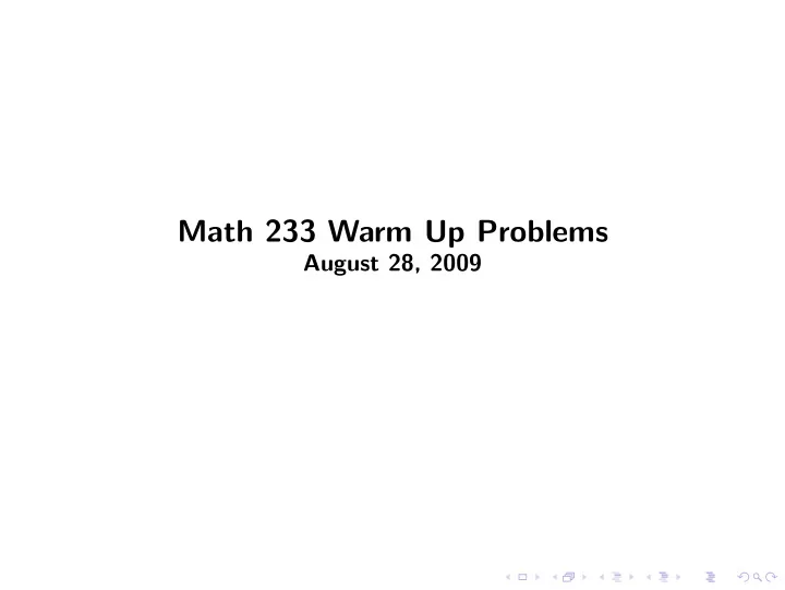 math 233 warm up problems