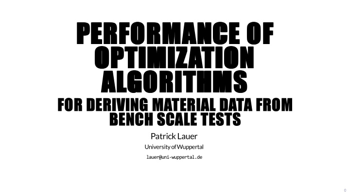 performance of performance of optimization optimization