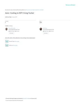 Auto-Scaling in NFV Using Tacker Conference Paper  January 2017  CITATIONS  READS  0  2,084 3