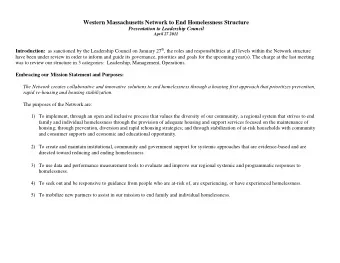 Western Massachusetts Network to End Homelessness Structure  Presentation to Leadership Council