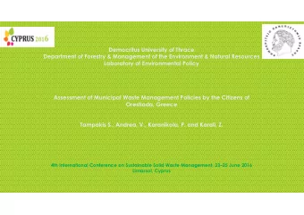 Democritus University of Thrace  Department of Forestry &amp; Management of the Environment &amp;