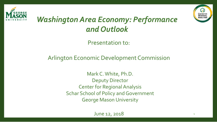 washington area economy performance and outlook