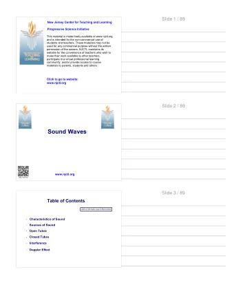 Sound Waves  www.njctl.org  http://njc.tl/oy  Slide 3 / 89  Table of Contents  Click on the topic