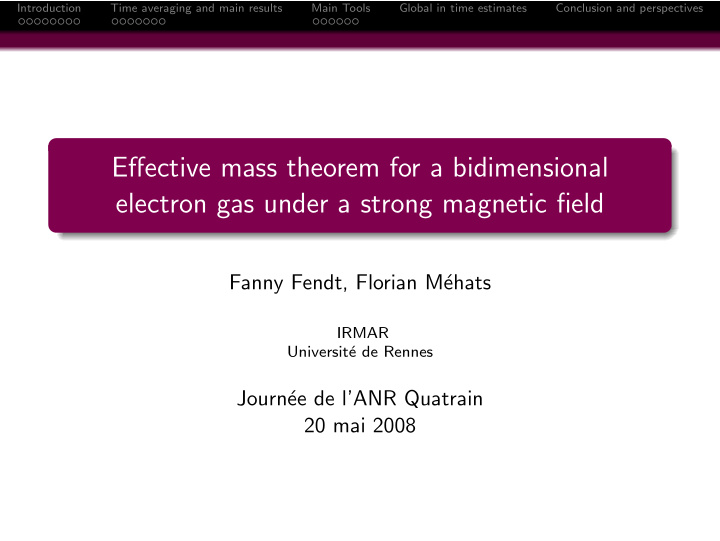 effective mass theorem for a bidimensional electron gas