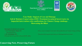 Conserving Now, Preserving Future  Govt. of Bihar  Avoiding ramifications for climate change