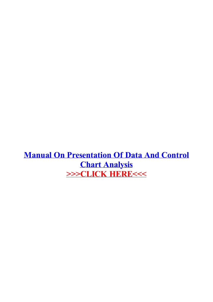 manual on presentation of data and control chart analysis